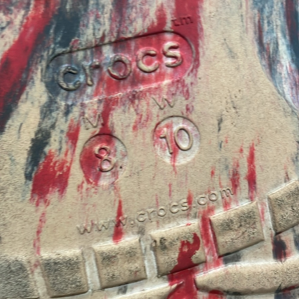 Crocs Red Marbled Slides M8 W10 - image 8